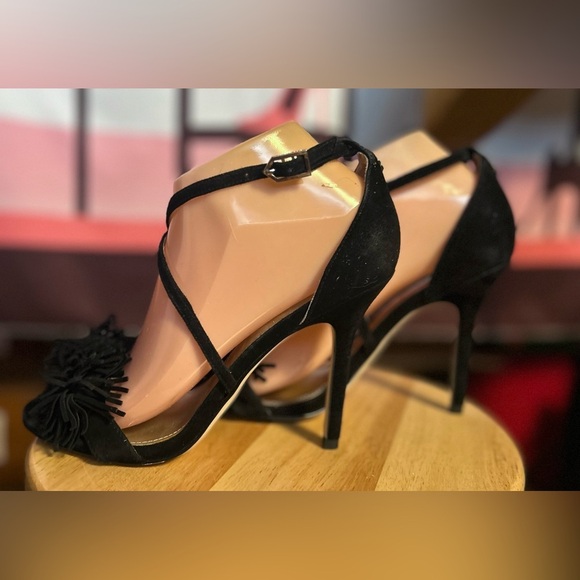Sam Edelman Black Aisha Fringe Strappy Heeled Sandals Size 7.5 EUC!​​ - Picture 4 of 6